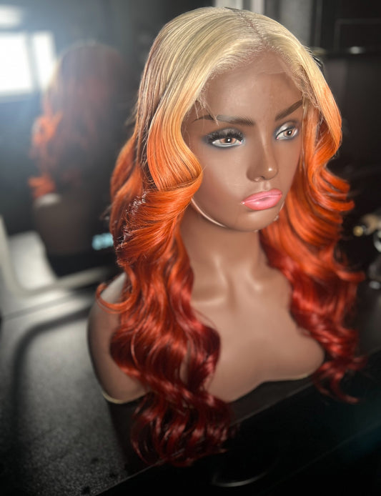 Pumpkin spice ombré colored orange wig