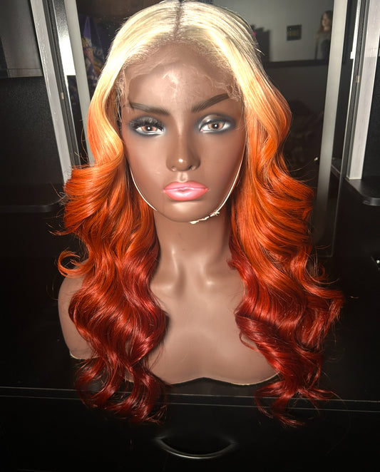 Pumpkin spice ombré colored orange wig